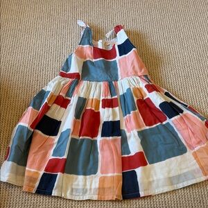 Pink Chicken Colorful Block Pattern Dress